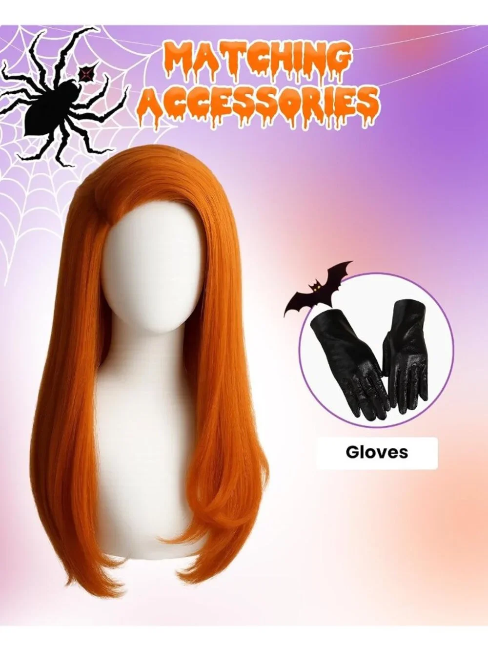 Women's Orange Cosplay Convenient Set Include Adjustable Wig Cap Headpiece